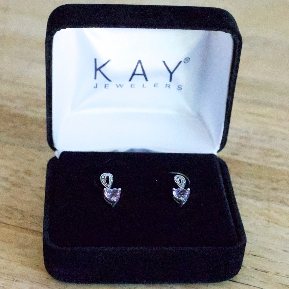 Kay Jewelersā Amethyst Heart Infinity Drop Earrings Sterling Silver Purple Stone